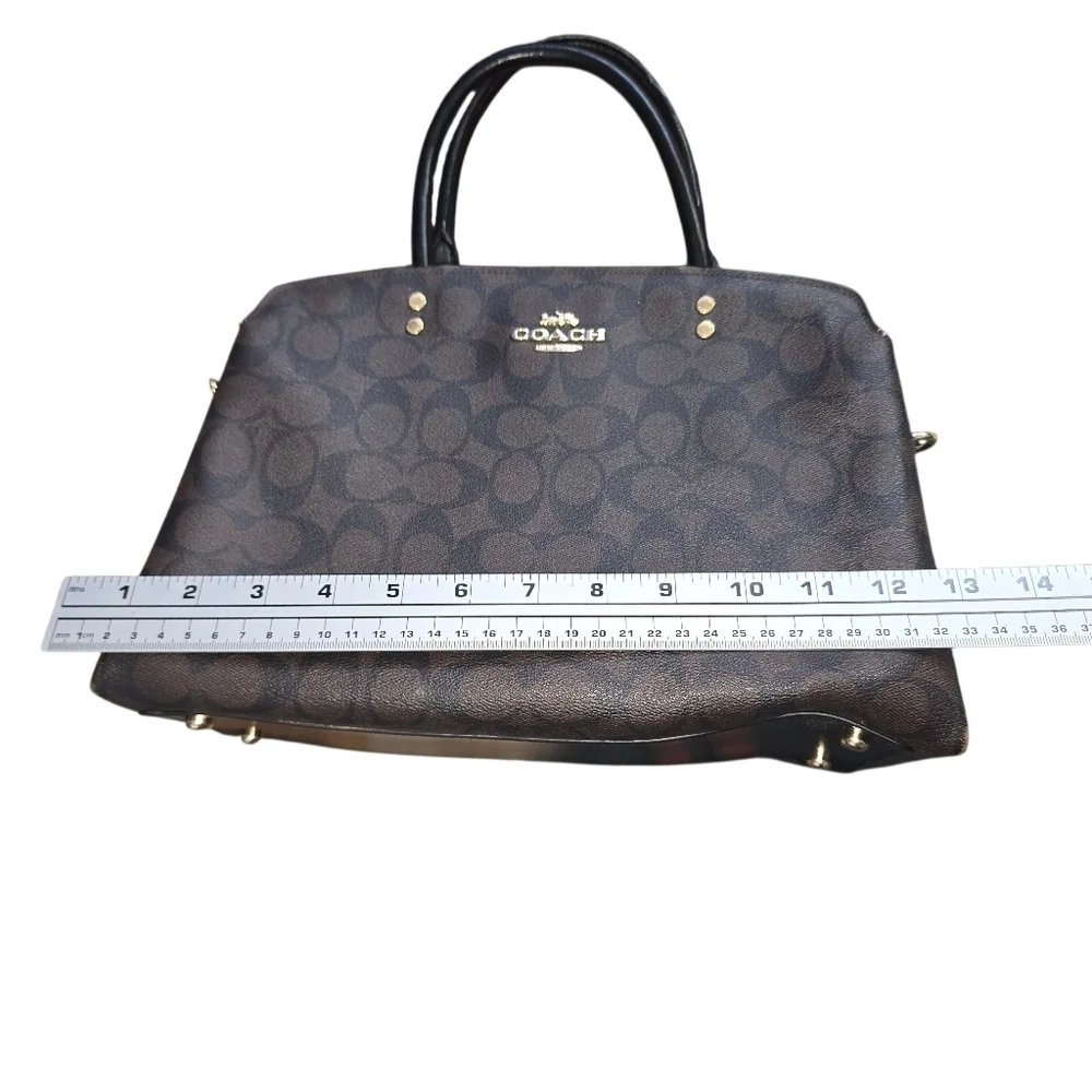 Coach Lillie Carryall Brown Signature Canvas Handbag Purse